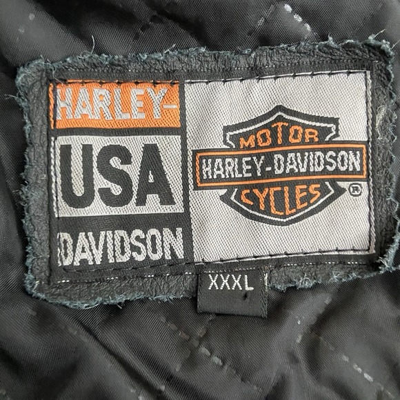Vintage Harley Davidson Men's USA Genuine Black Orange Leather Riding Jacket 3XL - Picture 8 of 11